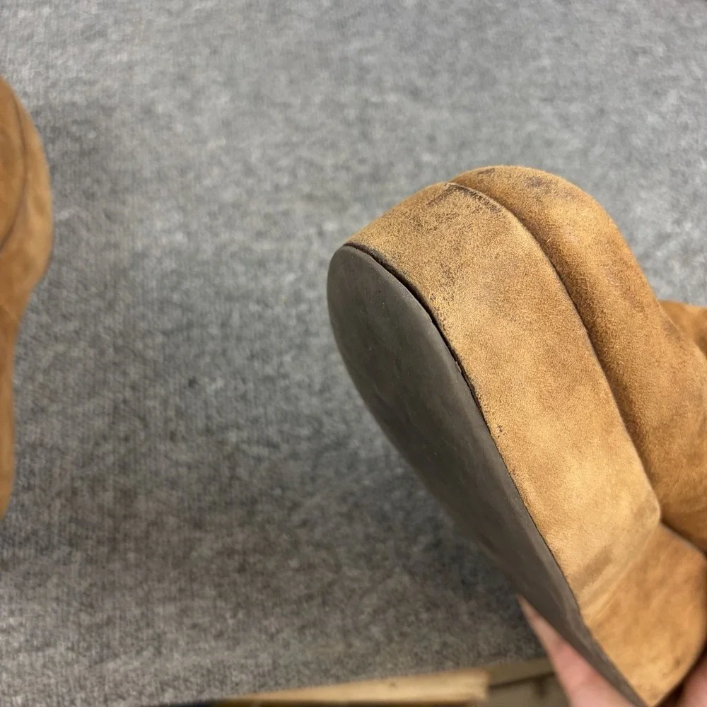 Marsell Brown Suede Platform Wedge Ankle Boots Back Zip Luxury Made Italy